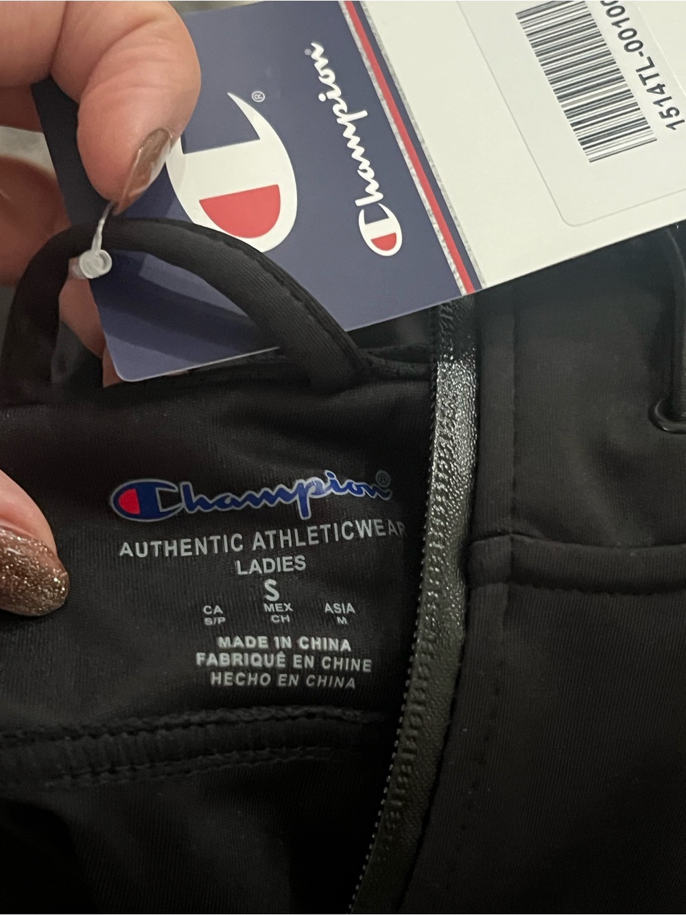 Champion Black Ladies Athletic Jacket with Logo